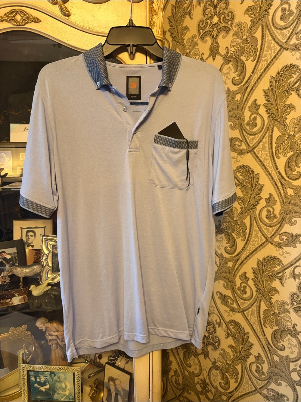 CARRELI Classic Light Blue Men's Polo Shirt with Contrast Trim